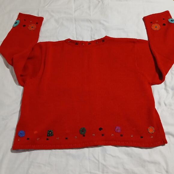 VTG Elements Exclusively Spiegel Women's Med Felted Cardigan Red Long-Sleeved - Picture 9 of 16